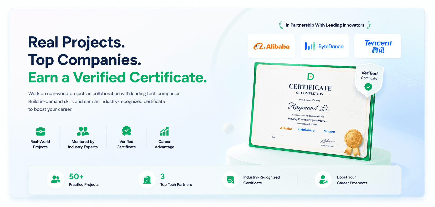 Verified certificate landing hero